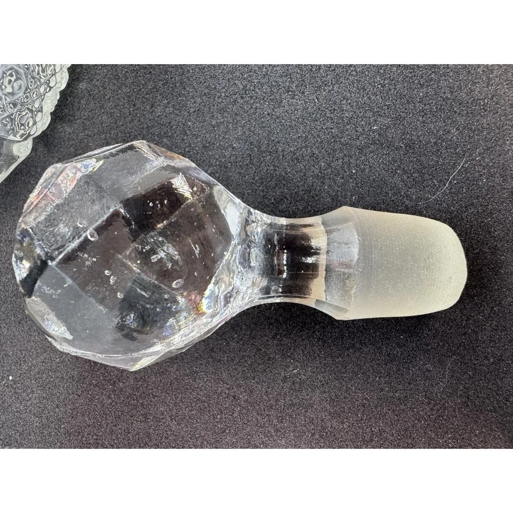 Antique 1898 McKee Glass EAPG Cruet Rainbow Clear Pattern Decanter / Stopper